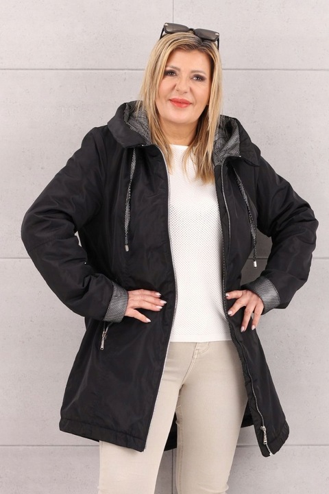 KURTKA DAMSKA PRZEJŚCIOWA Z KAPTUREM MODNA OVERSIZE DUŻE ROZMIARY