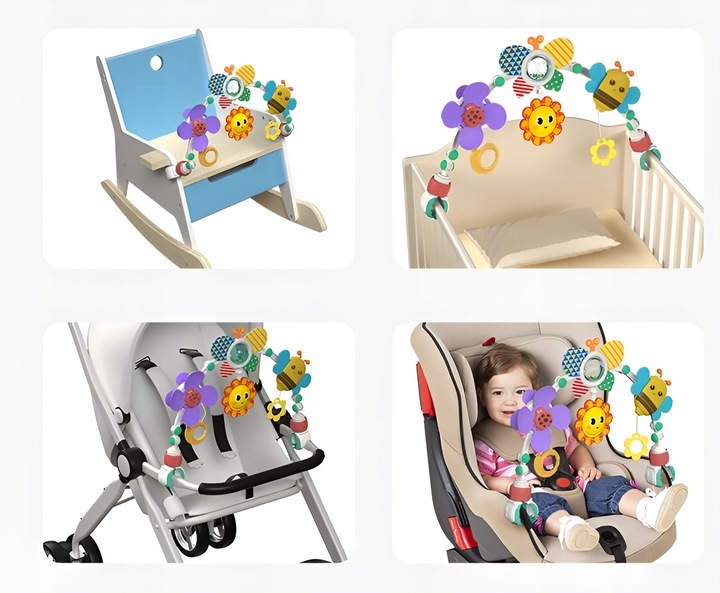 PAŁĄK ŁUK ZAWIESZKA SENSORYCZNA GRZECHOTKA ŁÓŻECZKA WÓZKA FOTELIKA GRYZAKI