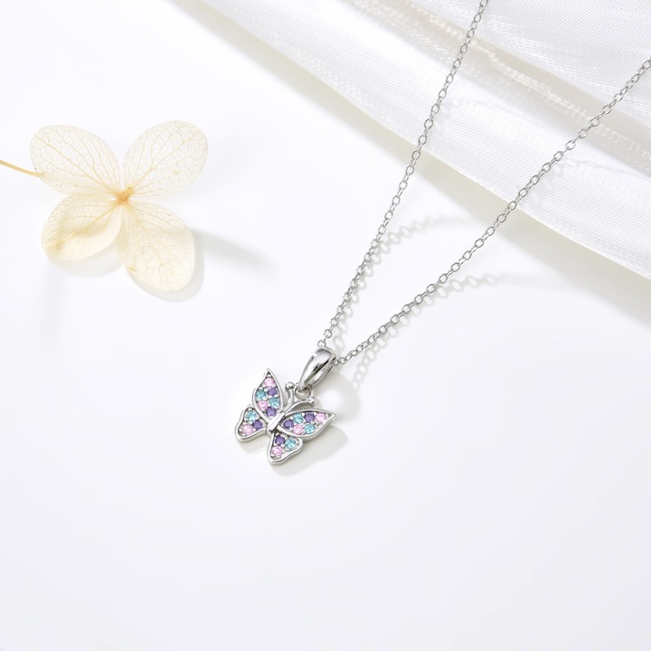 Naszyjnik srebrny 925 motylek dla dziewczynki łańcuszek z zawieszką srebro