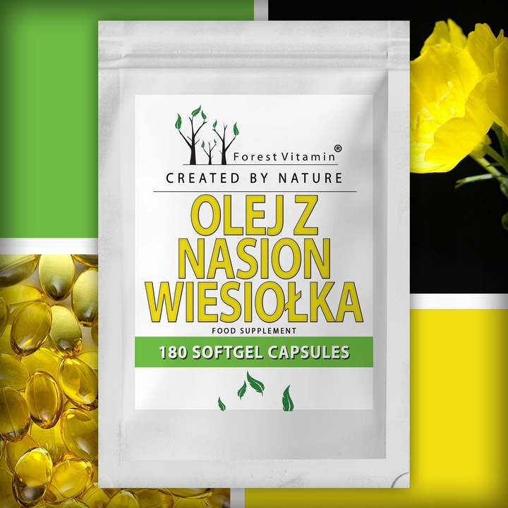 MOCNY OLEJ Z NASION WIESIOŁKA GLA 9% LA 85% + WITAMINA E 180 kapsułek