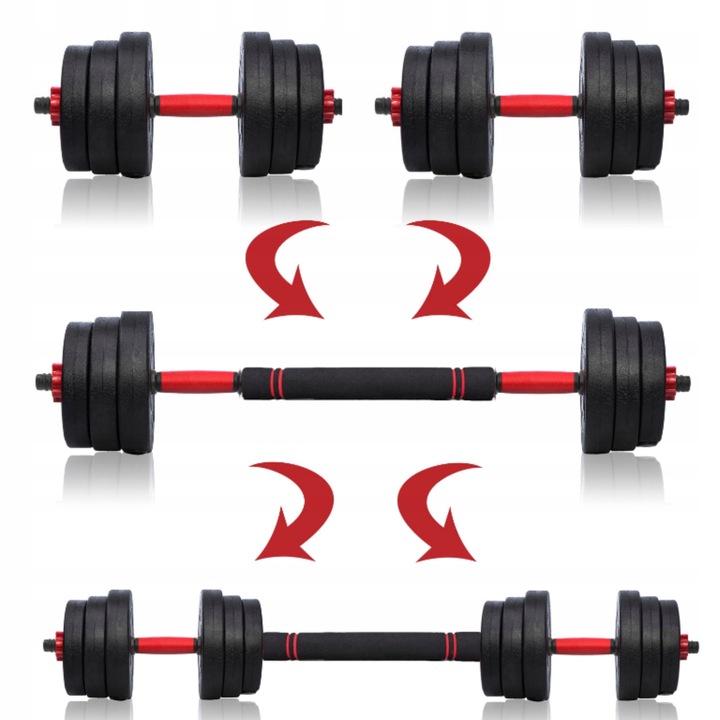 HANTLE ZESTAW HANTLI REGULOWANYCH DO ĆWICZEŃ 10 kg 2 X 5 kg + SZTANGA