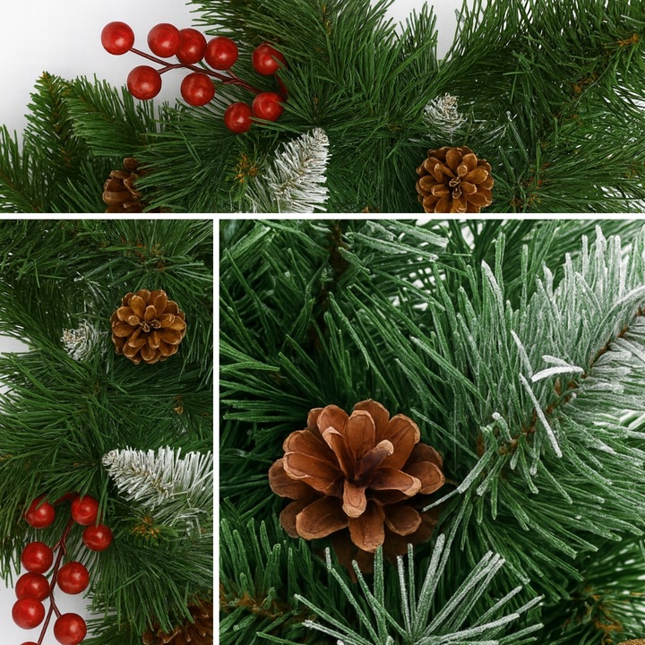 WIENIEC ŚWIĄTECZNY STROIK NA ŚWIĘTA Z OZDOBAMI JARZĘBINA SZYSZKA gęsty XXL