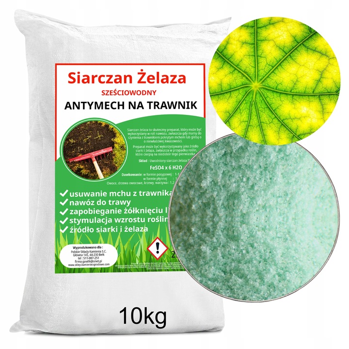 Siarczan Żelaza Sześciowodny Nawóz dla Roślin 10 KG
