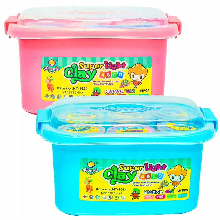 2x Magiczna Plastelina PIANKOLINA MASA POLIMEROWA 24SZT +WALIZKA +AKCESORIA