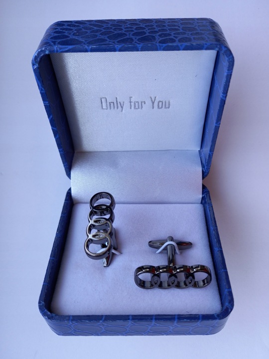 Tytanowe spinki do mankietów EXC dla miłośnika Audi RS + gratis szkatułka