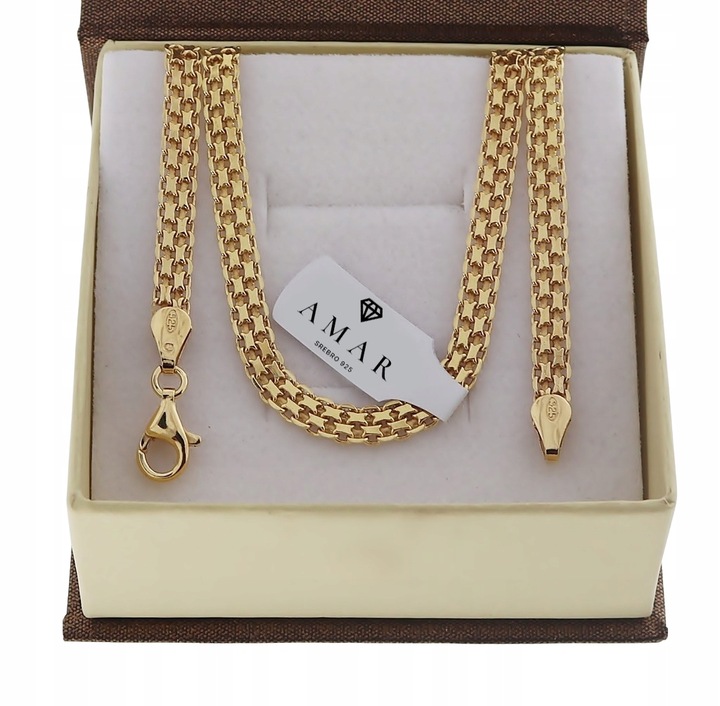 ZŁOTY PEŁNY ŁAŃCUSZEK DAMSKI BISMARK PR. 925 585 14K + GRAWER GRATIS