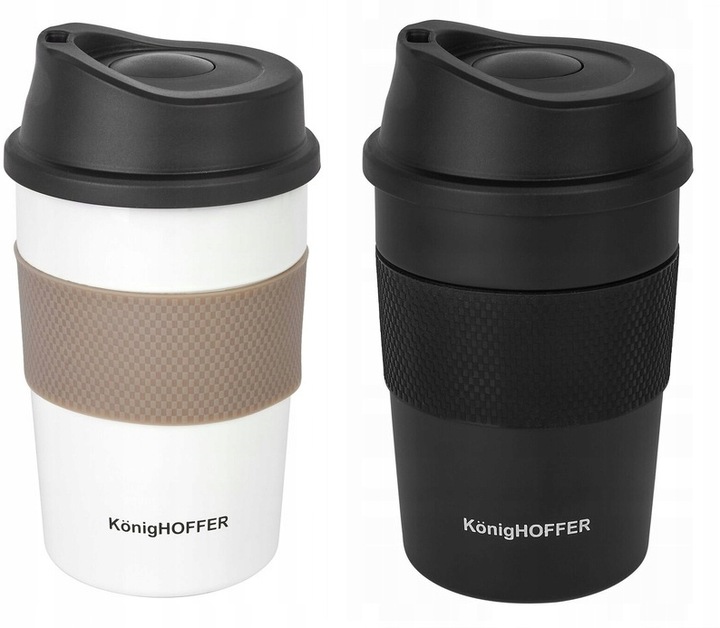 Czarny KUBEK TERMICZNY kawa na wynos MAŁY TERMOS 330ml PREMIUM