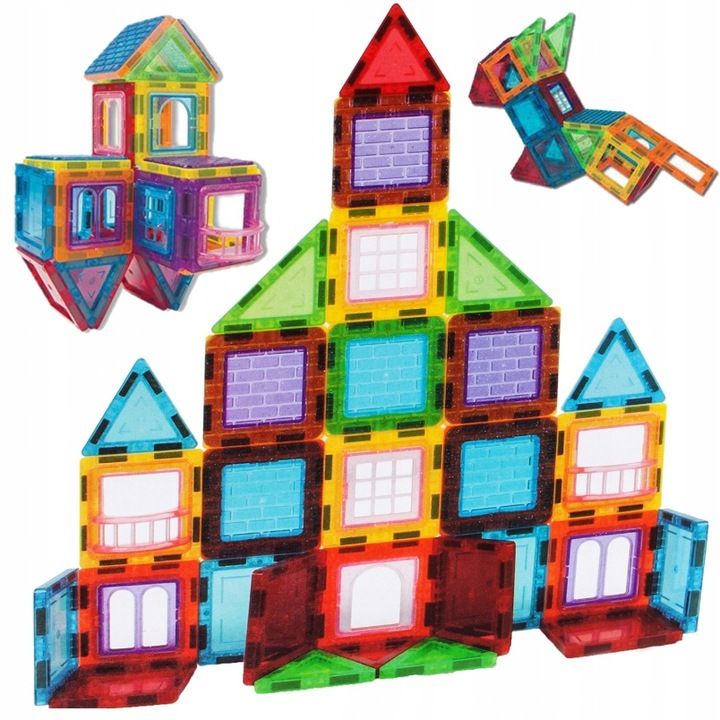 KOLOROWE Klocki Magnetyczne KONSTRUKCYJNE 3D XXL MAGNETIC TILES 45 Eelem.