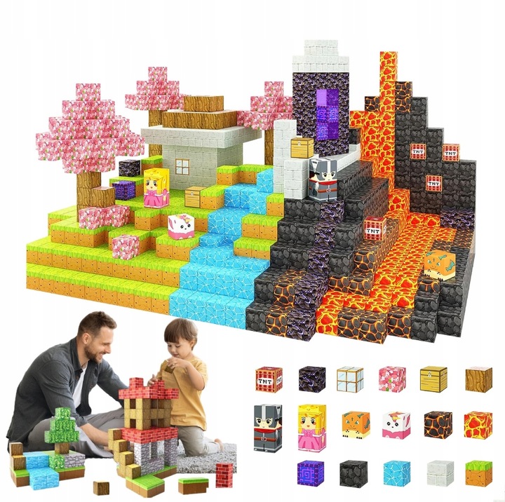 KLOCKI MAGNETYCZNE bloki MOCNE na magnes Zestaw 79 sztuk KLOCKÓW