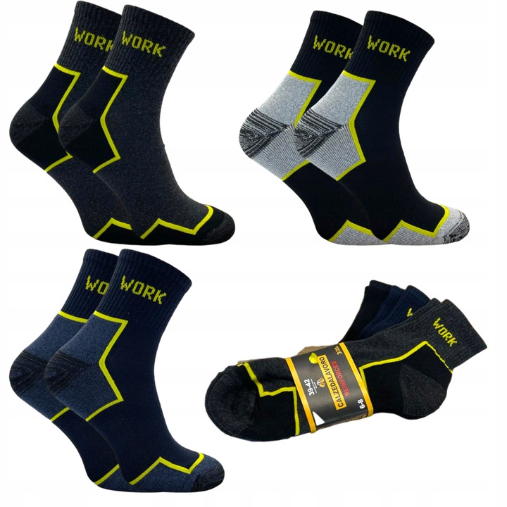 9 par SKARPETY ROBOCZE antybakteryjne BHP WORK męskie frotte POLSKIE 43-46