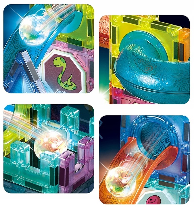 KLOCKI MAGNETYCZNE KONSTRUKCYJNE ŚWIECĄCY KULODROM TOR EDUKACYJNE PANELE 75