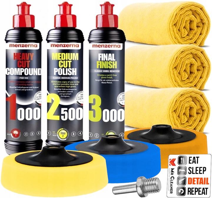 3x Pasta Polerska Menzerna Polerowanie Lakieru Polerka Auta Rys Gąbki 250ml