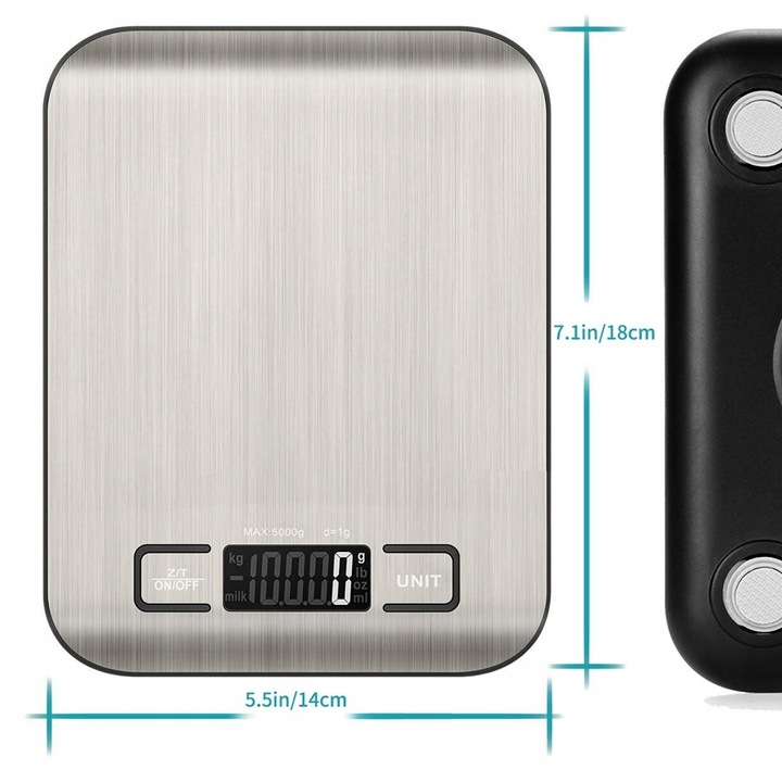 WAGA KUCHENNA ELEKTRONICZNA LCD DO 10KG OD 1G SREBRNA DOMOWA DOKŁADNA