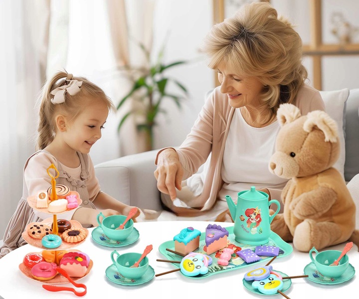 Serwis kawowy ZESTAW do herbaty dla dzieci w walizce czajnik taca B108 CE