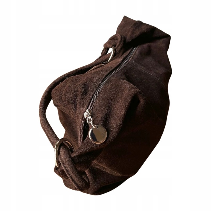 CZEKOLADOWA ZAMSZOWA TOREBKA WOREK BRĄZOWA TOREBKA ZAMSZ Vera Pelle