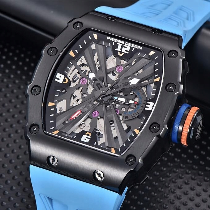 ZEGAREK MĘSKI PAGANI NIEBIESKI KWARCOWY SZKŁO SZAFIROWE ANALOGOWY PD-1738