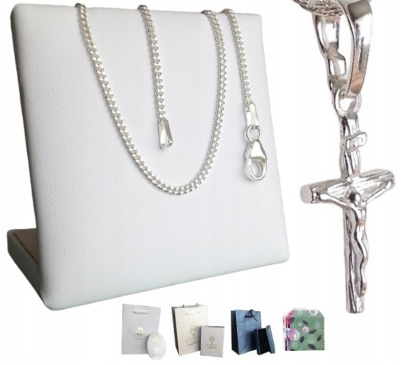 Łańcuszek Srebrny Pancerka + Krzyżyk SREBRNY Komplet (na PREZENT / KOMUNIA)