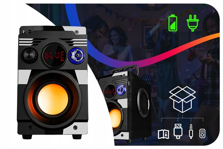 GŁOŚNIK PRZENOŚNY RADIO BUDOWLANE TUBA WIEŻA BLUETOOTH CHARGE 1300W