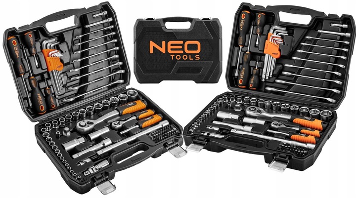 NEO Klucze nasadowe 1/4' 1/2' zestaw 100 szt. 10-206 TORX NASADKI WALIZKA