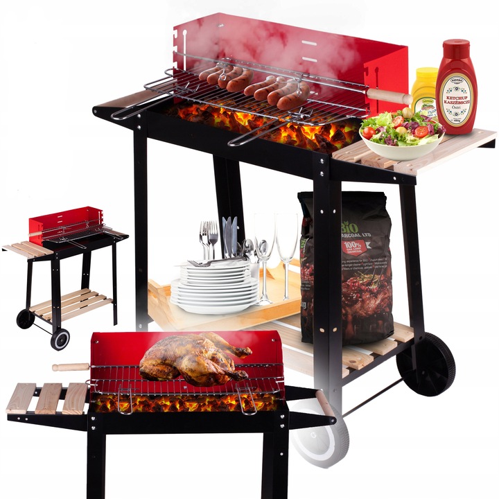 GRILL OGRODOWY WĘGLOWY PRZENOŚNY RUSZT KÓŁKA