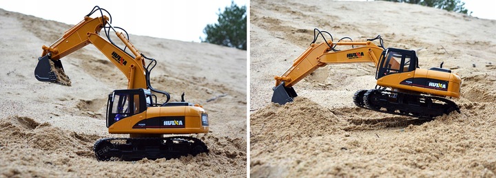 MOCNA KOPARKA ZDALNIE STEROWANA GĄSIENICOWA RC + CHWYTAK 2w1 METAL + PILOT