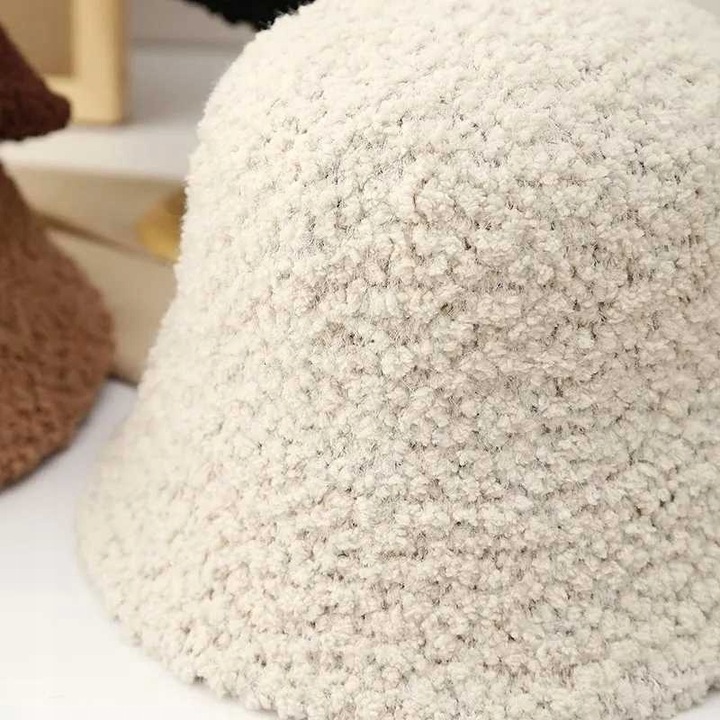 BUCKET HAT KAPELUSZ JESIEŃ ZIMA WIOSNA BOUCLE BUKLA BARANEK BEAR KOL 3006