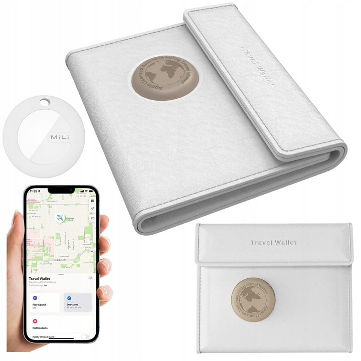 Lokalizator GPS MILI portfel podróżny z lokalizatorem MiTag APPLE IOS
