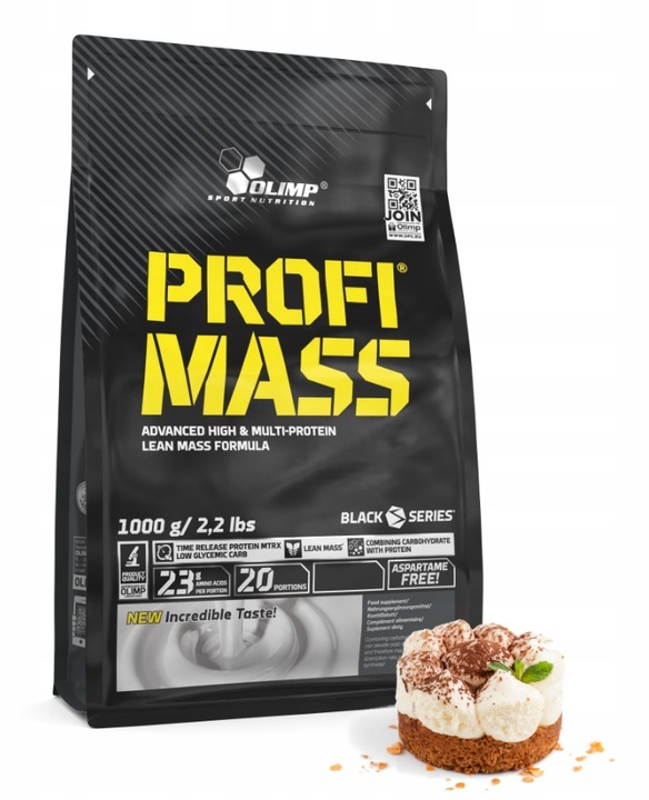 OLIMP PROFI MASS 1 KG TIRAMISU GAINER BIAŁKO MASA BULK