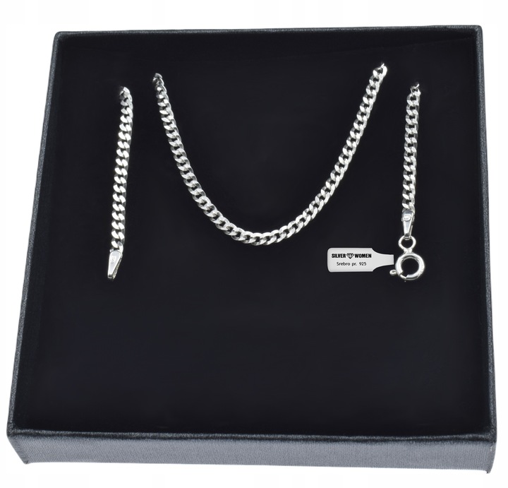 ŁAŃCUSZEK SREBRNY 925 PANCERKA 2.4 MM. + GRAWER