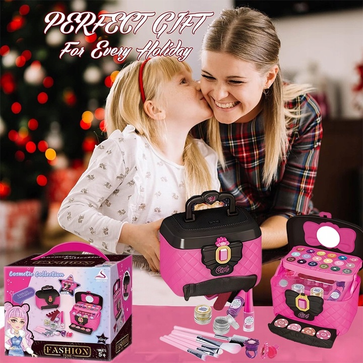 ZESTAW KUFEREK KOSMETYKÓW DO MAKIJAŻU I PAZNOKCI DLA DZIECI PREZENT