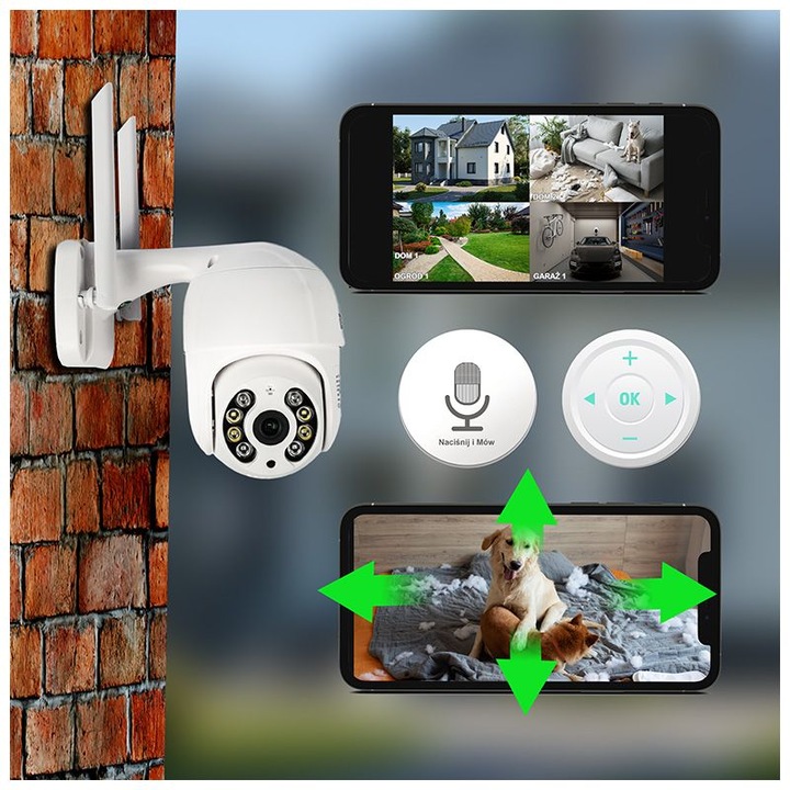 KAMERA WIFI IP SMART ZEWNĘTRZNA OBROTOWA FULL HD 2MP 1080p ZOOM 4x DETEKCJA