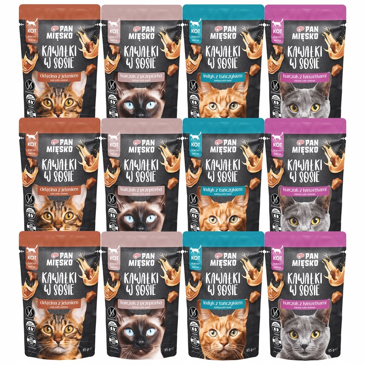 Pan Mięsko Kawałki w sosie MIX Smaków karma dla kota mokra 12 x 85g