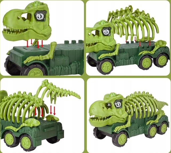 Auto transporter DINOZAUR interaktywny w zestawie z Quadem i motorem