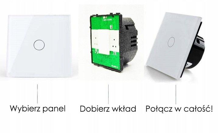 WKŁAD MODUŁ WŁĄCZNIK DOTYKOWY POJEDYNCZY SCHODOWY KRZYŻOWY KABLOWY PANEL