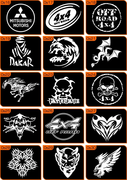 NAKLEJKI NA OSŁONĘ KOŁA ZAPASOWEGO - 4x4, OFF ROAD