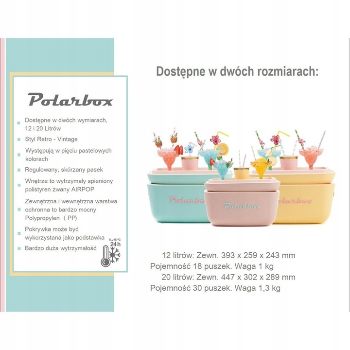 Przenośna Lodówka Retro 12 Litrów Classic Polarbox Błękitny