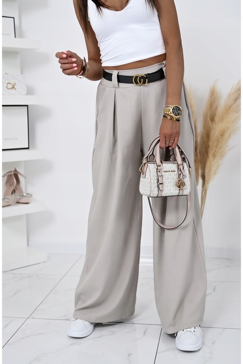 MODNE SPODNIE Z SZEROKĄ NOGAWKĄ I PASKIEM MICHELL! WZ.1