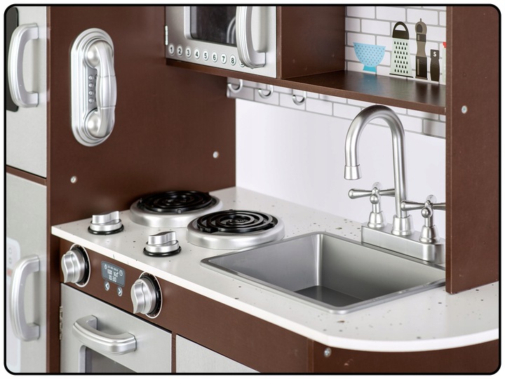 KUCHNIA DREWNIANA DLA DZIECI RETRO KUCHENKA DUŻA ŚWIATŁO LED + TABLICA