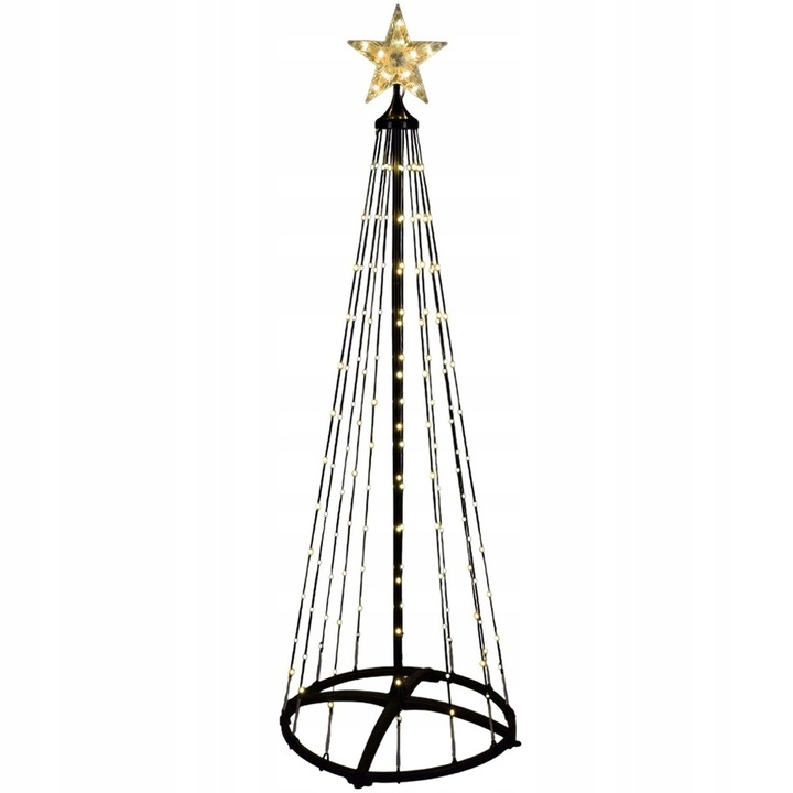 Choinka ŚWIECĄCA dekoracja zewnętrzna ogrodowa z lampkami czubkiem 210 cm
