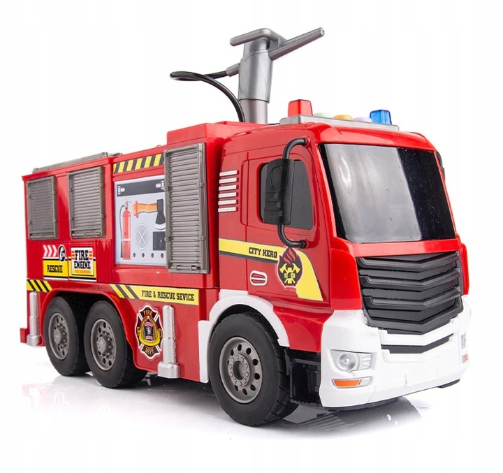 DUŻY WÓZ STRAŻACKI NA WODĘ STRAŻ POŻARNA DZWIĘKI