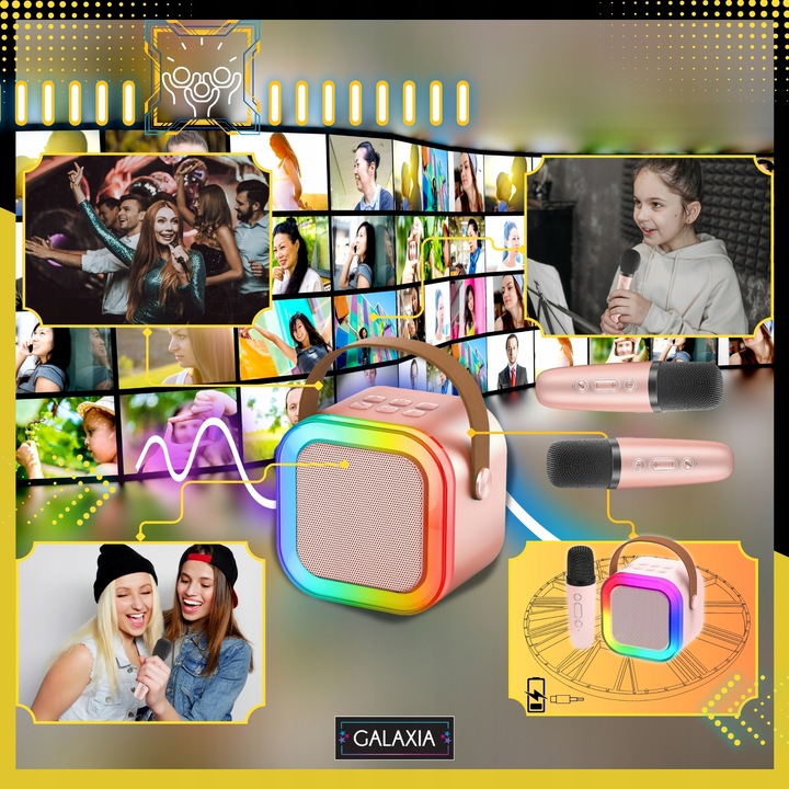 ZESTAW DO KARAOKE DLA DZIECI 2 MIKROFONY GŁOŚNIK BEZPRZEWODOWY 2X MIKROFON