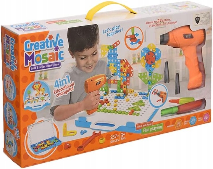 KREATYWNE PUZZLE KLOCKI KONSTRUKCYJNE 3D WKRĘTARKA WALIZKA 237 elem.