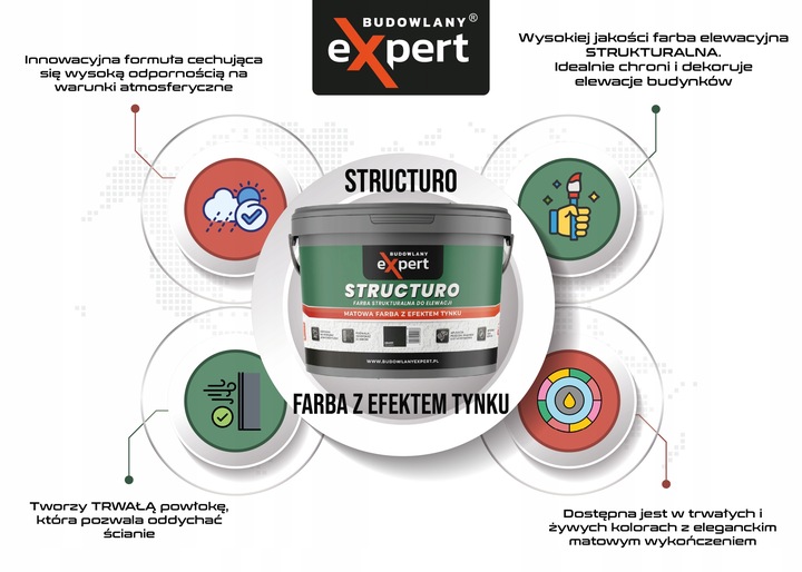 FARBA STRUKTURALNA ELEWACYJNA FASADOWA ZEWNĘTRZNA do malowania DO ZEWNĄTRZ