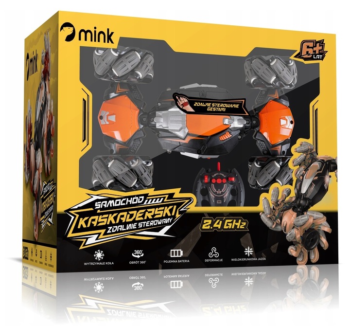 SAMOCHÓD ZDALNIE STEROWANY RC RĘKĄ GESTAMI PILOT AUTO PODŚWIETLENIE LED 4x4