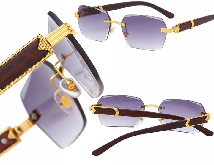 Okulary Przeciwsłoneczne bezramkowe prostokątne Damskie męskie UV400 Brąz