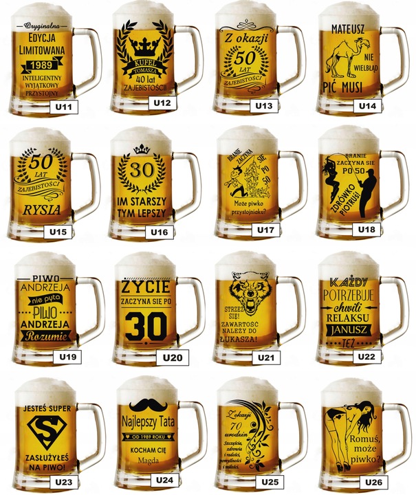 Kufel do piwa z grawerem NA DZIEŃ MĘŻCZYZNY WALENTYNKI Urodziny inne okazje