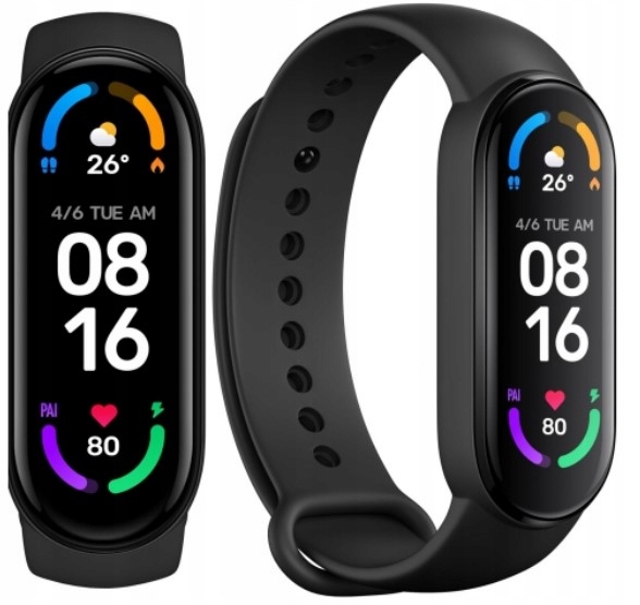 CZARNY SMART BAND 6 - PODGLĄD SMS, POŁĄCZENIA SMARTWATCH OPASKA