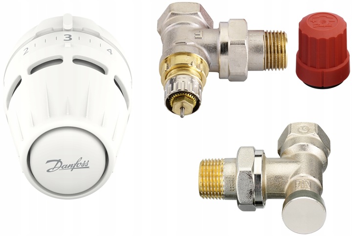 DANFOSS ZESTAW KĄTOWY Z GŁOWICĄ REGUS + ZAWÓR RA-N I ODCINAJĄCY RLV-S