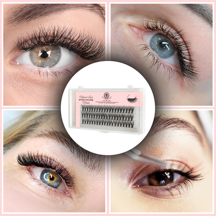 KĘPKI RZĘSY EYELASH Lewer Miami EXTRA VOLUME 10mm GĘSTE NATURALNE JEDWABNE