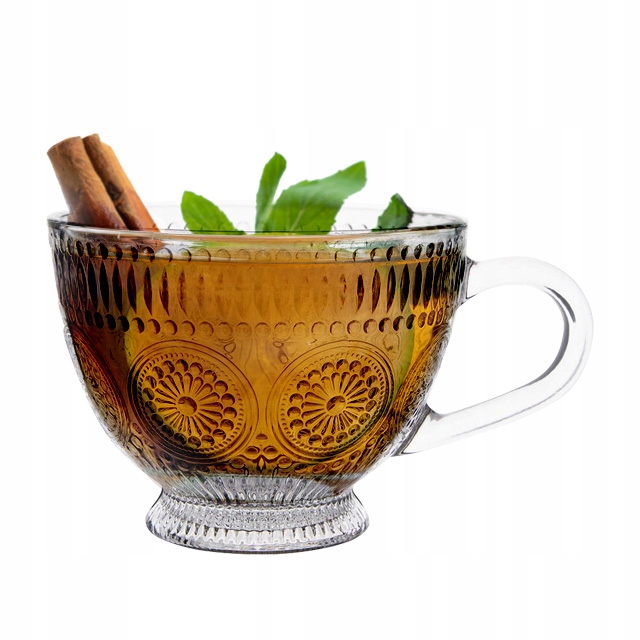 Zestaw 6 filiżanek do kawy szklanki kubki szklane Altom Design Daisy 430 ml